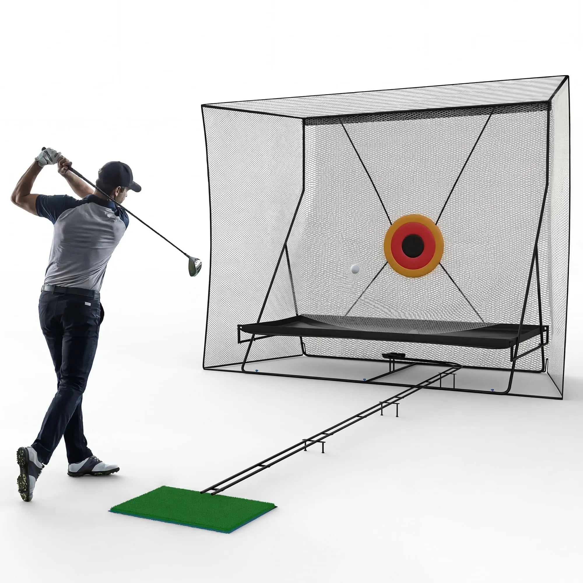 Golf-Übungsnetz mit Ballrückführung und Ballfangplane, großes Golf-Trainingsnetz für Chippen und Schwung mit Zielscheibe, mit Tragetasche Zweitbild