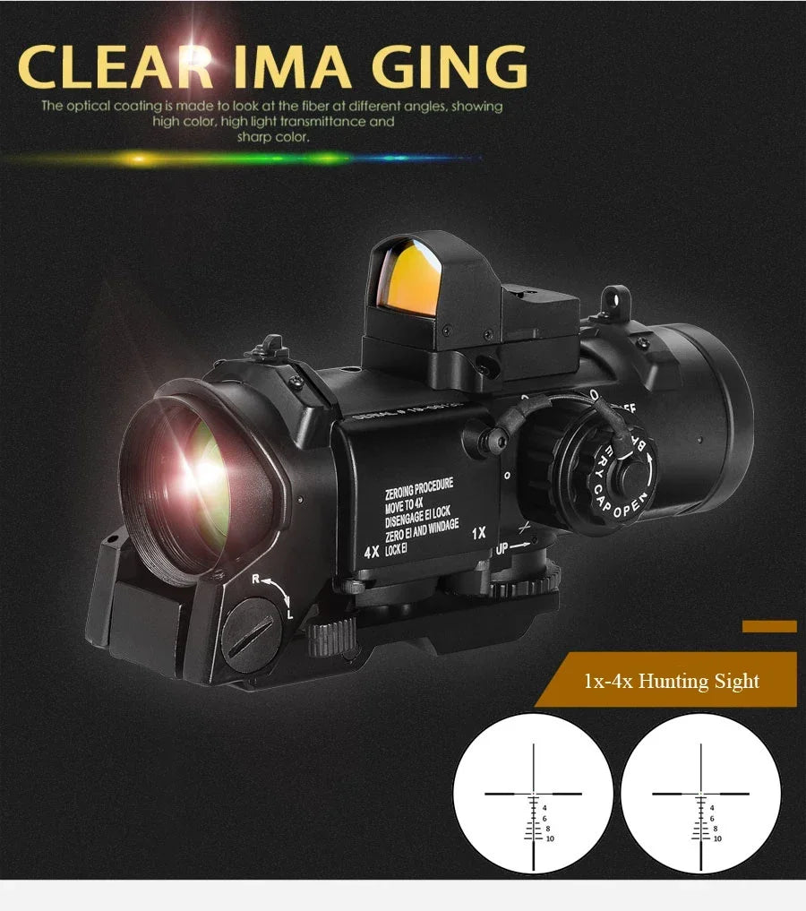 1-4x variables Zielfernrohr mit Mini-Rotpunktvisier Red Dot Sight Jagdvisiere