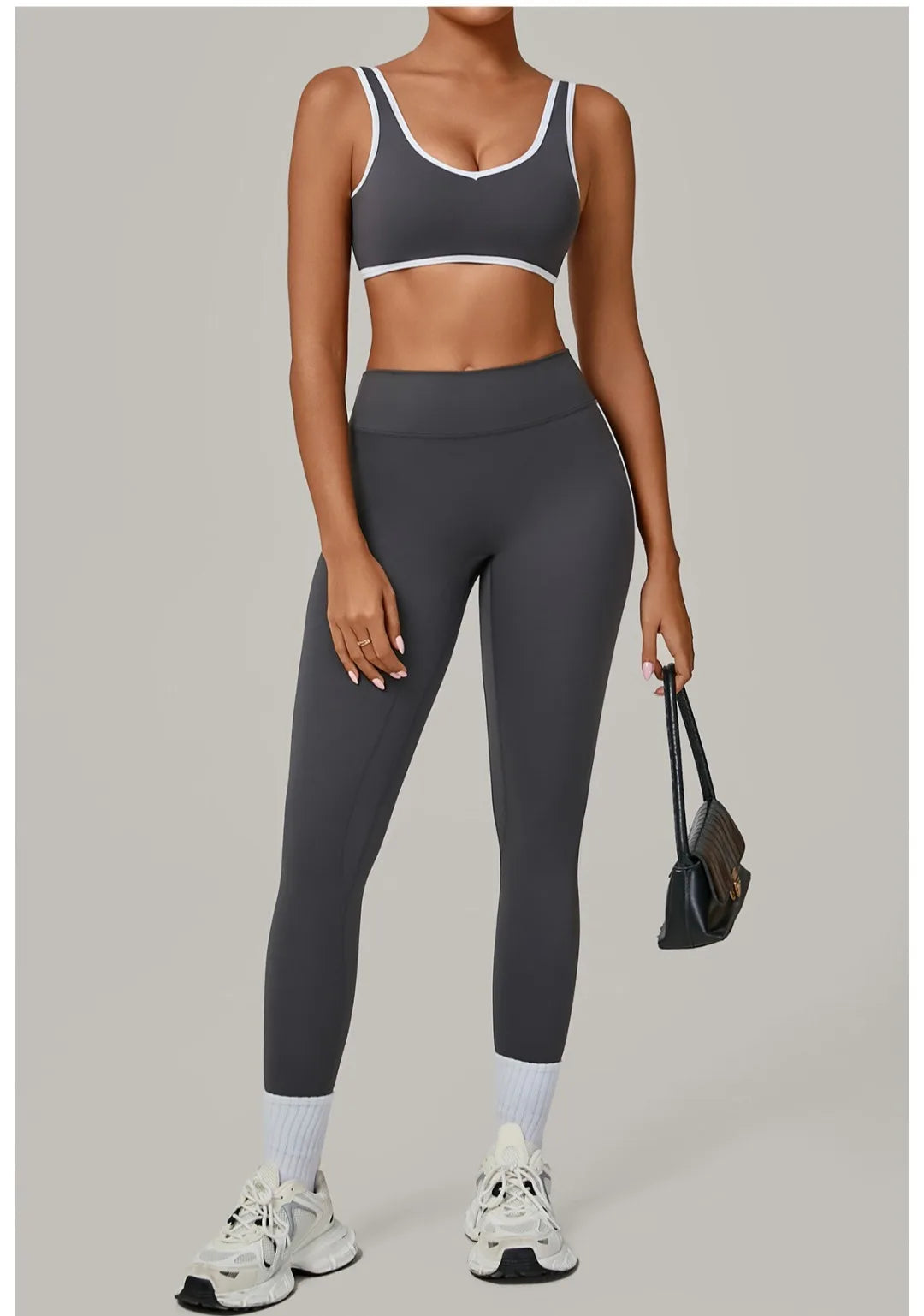 2PCS Damen Yoga-Set Hohe Taille Peach Hip Herausnehmbare Polsterung Sport-BH Hose Fitnessanzug Laufen Workout Gym Leggings Yoga-Set