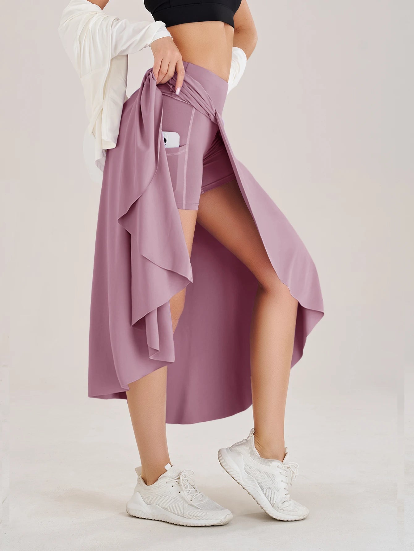 Sommer Damen Golf Tennis Tanz Fitness Lange Röcke Schnell Trocknend Einfarbige Damen Unterfütterung Hohe Taille Lange Röcke Shorts