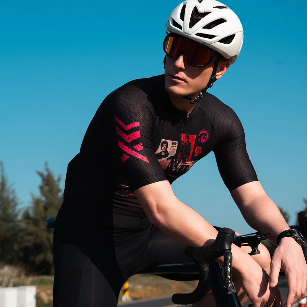 X-TIGER GALE SERIES Herren Radtrikot Kurzarm Slim Fit Rock Punk Style Atmungsaktives Trikot für Mountainbike und Rennrad