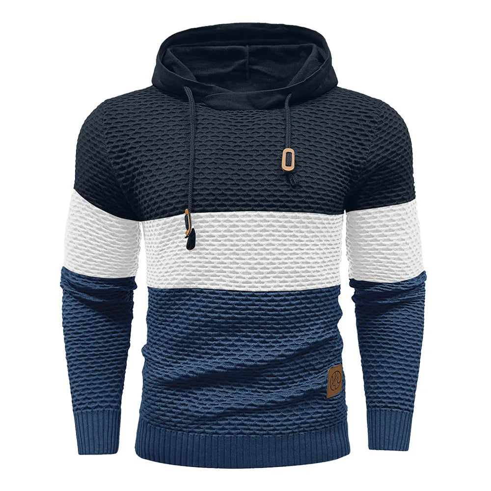 Herren Pullover Frühling Neu Sportlich Warm Figurbetont Gestrickt Pullover Hoodie Kordelzug Hoodies Freizeit Sweatshirt US Größe