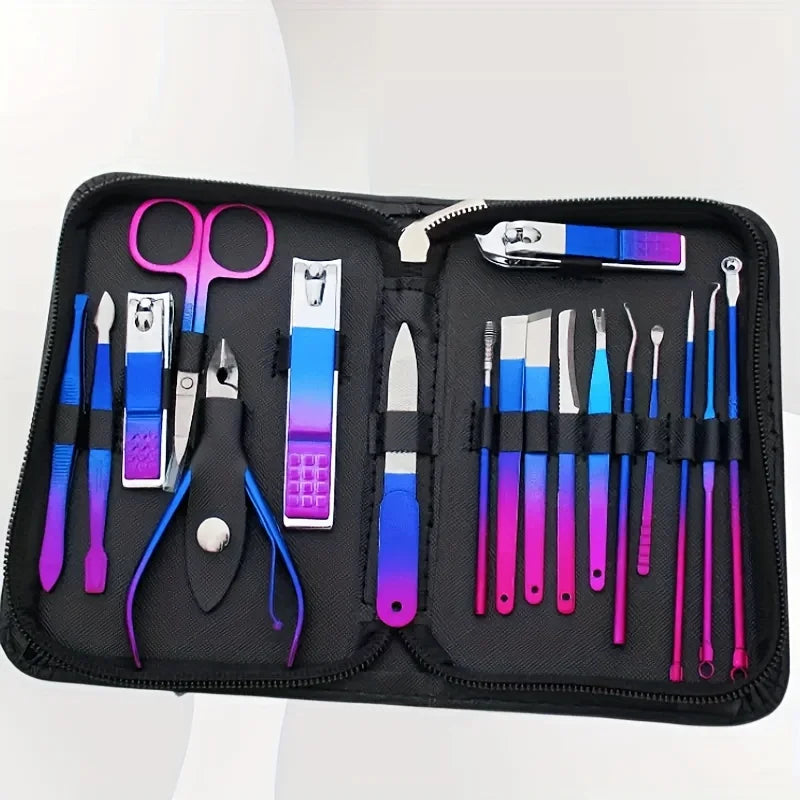 6-18-teiliges Set Professionelles Maniküre- & Pediküre-Kit aus Edelstahl Präzise Nagelpflege mit Reiseetui mit Nagelknipser Schere