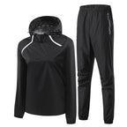 Herren-Sport-Fitness-Laufset mit doppeltem Reißverschluss Damen-Lauf-Fitness-Abnehm-Schwitz-Set mit doppeltem Reißverschluss zum leichten Abnehmen