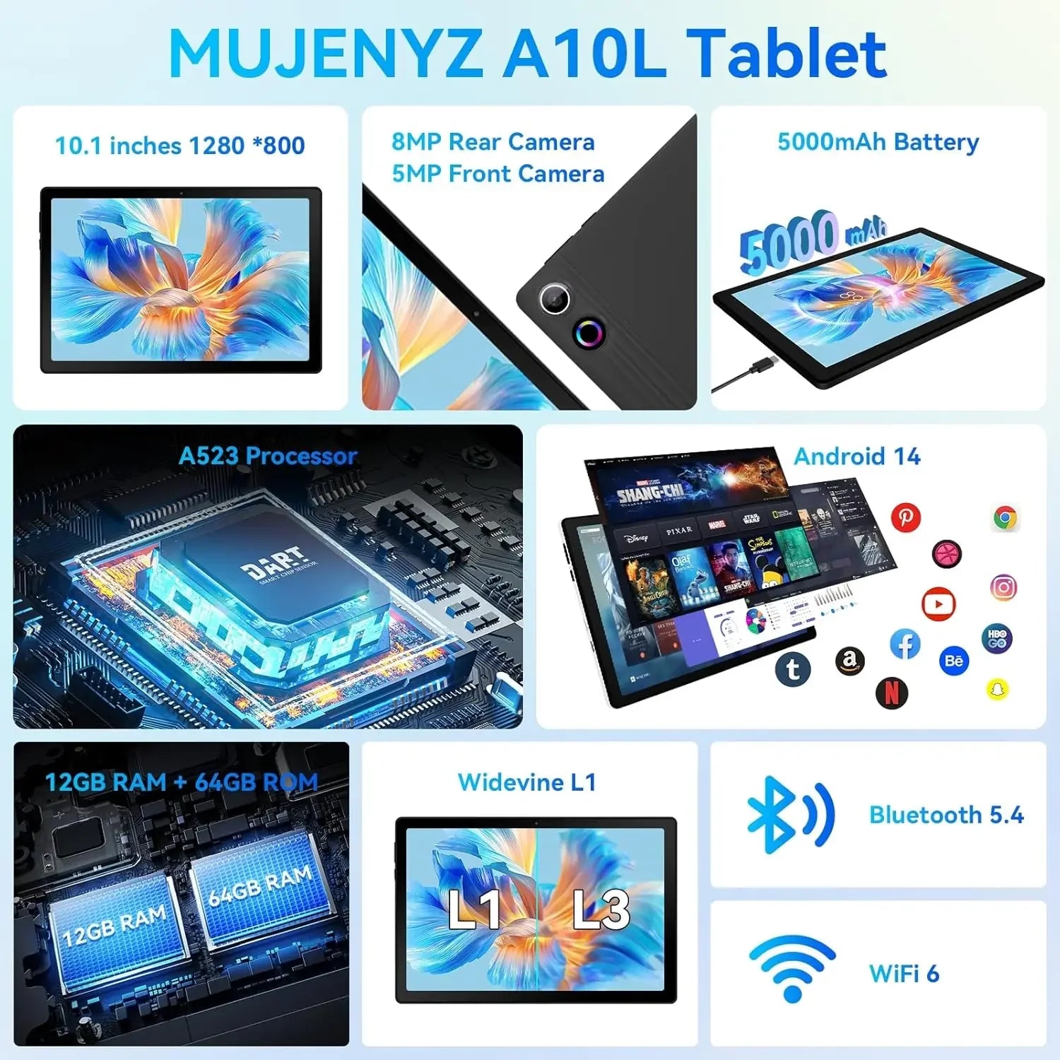 10-Zoll-Tablet Android14 12GB RAM 64GB ROM Octa Core WiFi Dual-Kamera mit Stylus-Tastatur Maus Kopfhörer Hülle Computer PAD Set Zweitbild