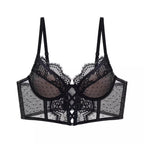 Französische Spitze Push-Up-Dessous-Set Frau dünner Bügel-BH, durchsichtige geraffte Chemise, weich, zierlich, kleine Oberweite S-XL Hot Sale