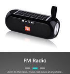 Solar Radio FM Outdoor Tragbarer Kabelloser Bluetooth-Lautsprecher Musik Soundbox Subwoofer Bass Aux PC TV Computer TV Hifi Stereo Mp3