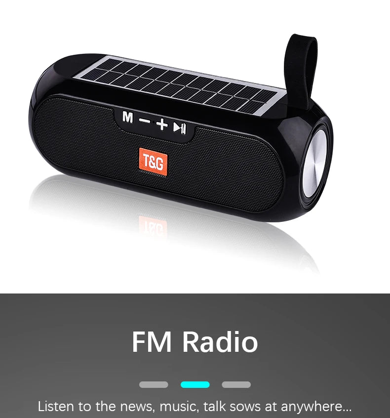Solar Radio FM Outdoor Tragbarer Kabelloser Bluetooth-Lautsprecher Musik Soundbox Subwoofer Bass Aux PC TV Computer TV Hifi Stereo Mp3