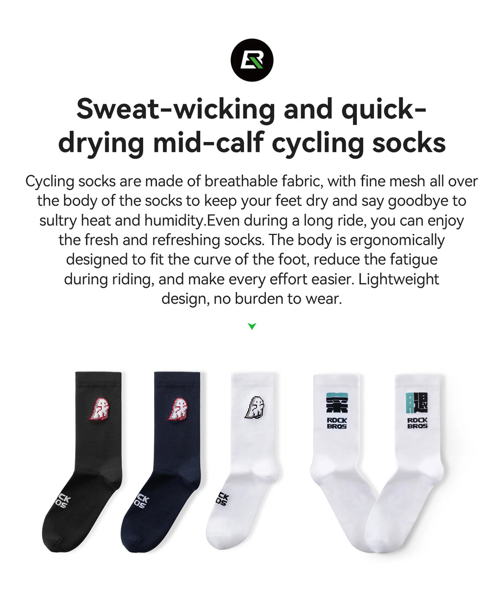 ROCKBROS Cycling Socks Breathable Sweat-wicking High Elastic Soft Knee-high Socks Men Women Outdoor Sports Jogging Cycling Socks