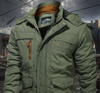 Herren Winterjacke Fleece-Futter Outdoor Parka Mantel Kapuzen-Windbreaker Militär Dick Warme Oberbekleidung Große Größe 6XL Multi-Taschen