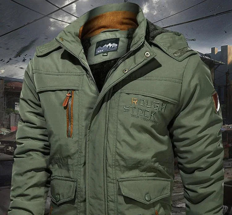 Herren Winterjacke Fleece-Futter Outdoor Parka Mantel Kapuzen-Windbreaker Militär Dick Warme Oberbekleidung Große Größe 6XL Multi-Taschen