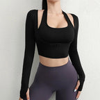 Cloud Rise Damen Yoga-Shirts Sport-Trainings-T-Shirt Sexy Mädchen Langarm-Bluse Fitnessstudio Fitness Crop Top Herbst Winter Sportbekleidung