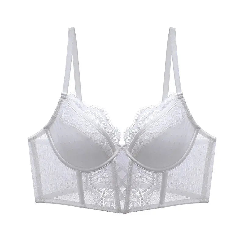 Push-Up-Dessous-Set aus Spitze für Damen, transparentes Chemise mit weichem Bügel-BH, Fischgräten-Teddy, sexy Braut-Flitterwochen-Outfit, S-XL