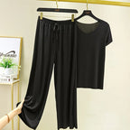 Zweiteiliges Set Damen Oberteil und Hose Sommer 2-teilige Sets Damen Outfits Urlaub 2026 neue Kollektion weite Hose elegant lässig