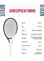 NEXUS Carbon Tennisschläger, Speed Aesthetic Design, breiter stabiler Dreiecksrahmen, geringer Windwiderstand und hohe Kontrolle