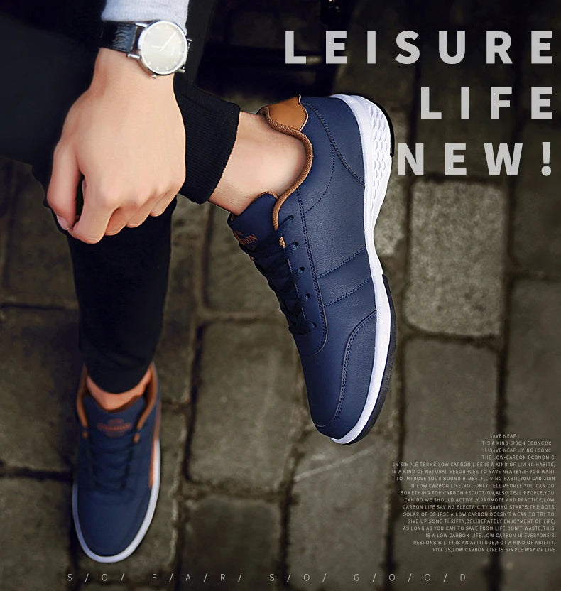 YRZL Herrenschuhe Frühling Herbst Wasserdichte Wandersneaker Freizeit Herren Ledersportschuhe Rutschfeste Tennisschuhe für Herren