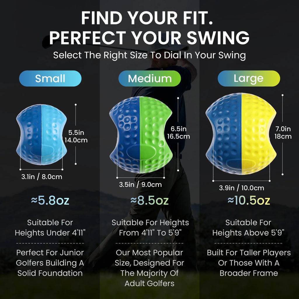 Golf Smart Ball Trainingshilfe mit verstellbarem Schlüsselband, tragbarer Impact Swing Trainer, Haltungskorrekturhilfe mit 3 Größen S/M/L