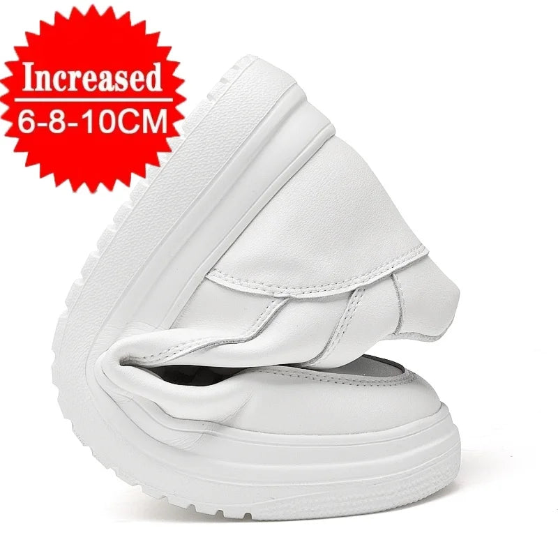 Hochwertige Herren-Sneaker, erhöhte Herrenschuhe, modische Freizeitschuhe, bequeme Leder-Sportschuhe, Höhenzunahme 6/8/10 cm