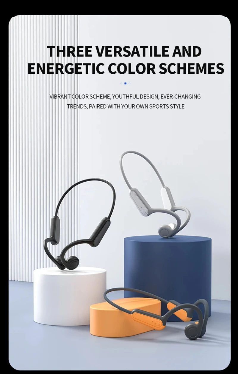 Lenovo Neue Real Knochenleitungs-Sportkopfhörer Kabelloser Ohrhörer Bluetooth-kompatibles Headset Freisprechfunktion mit Mikrofon zum Laufen