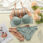 Hochwertiges sexy Dessous-Set für Damen aus Spitze mit Schnürung und Bügel-Push-up, 2-teiliges Set für den täglichen Gebrauch, Unterwäsche-Set A2127