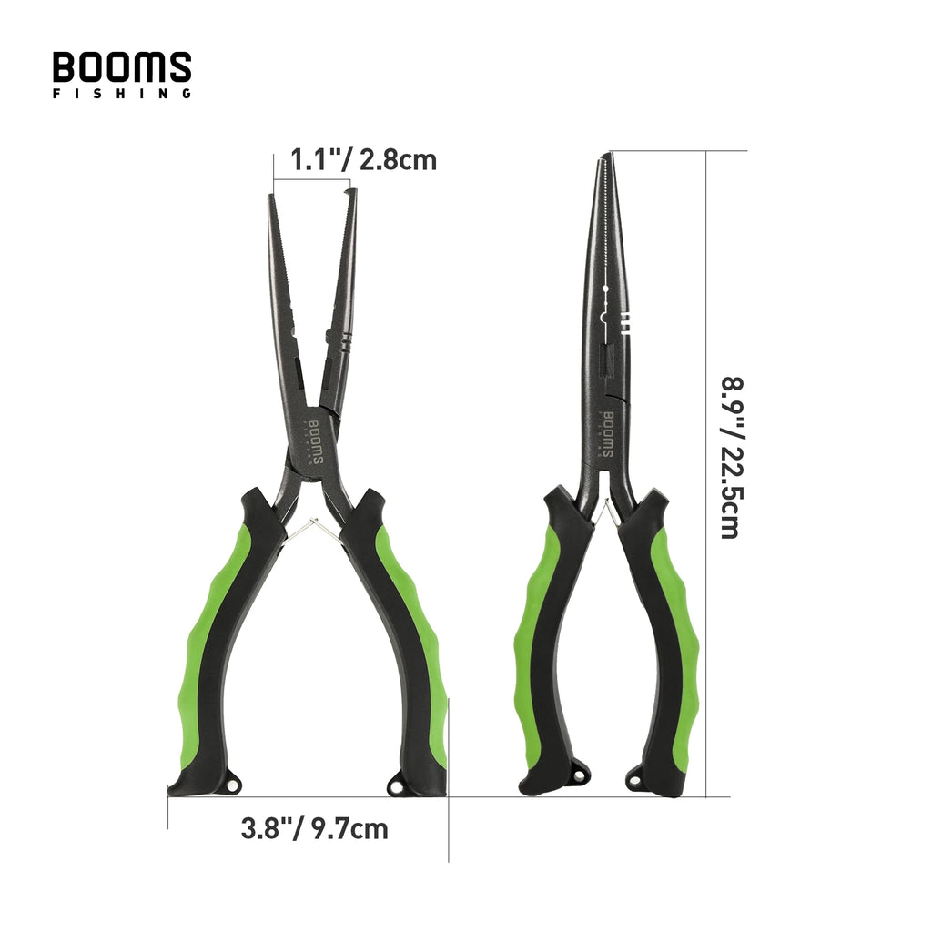 Booms Fishing F03 Multifunktions-Fischereizange 23,5 cm Gerade Langnase Edelstahl-Schnurschere Werkzeuge