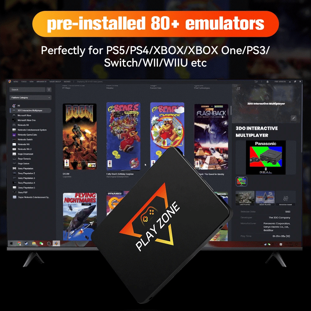 1TB tragbare Gaming-SSD 3 Systeme in 1 Spielekonsole 80+ Emulatoren für PS5/PS4/XBOX/XBOX One/PS3/SWITCH mit 16191 3D- & Retro-Spielen