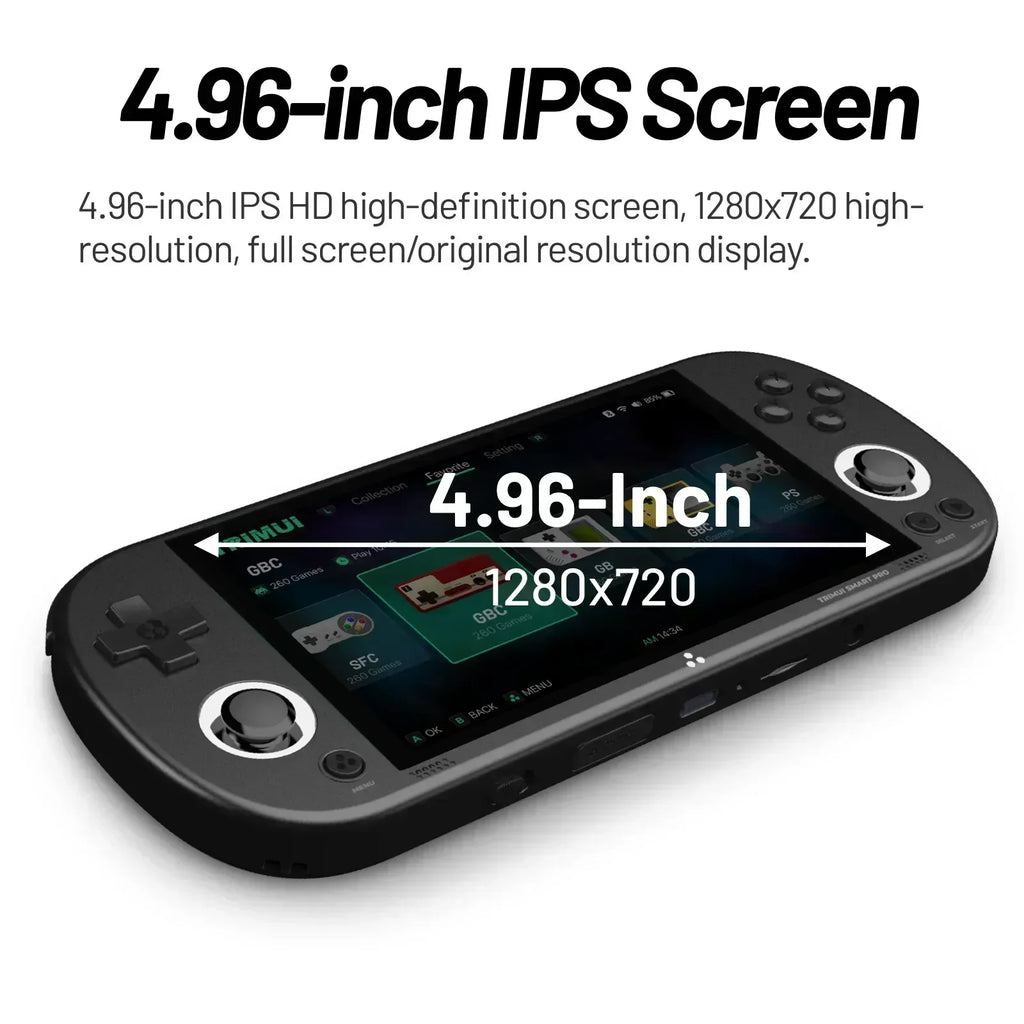 Trimui Smart Pro Handheld-Spielekonsole 4.96'' IPS-Bildschirm Videospielkonsole Linux-System Retro-Videospielkonsolen Geburtstagsgeschenke