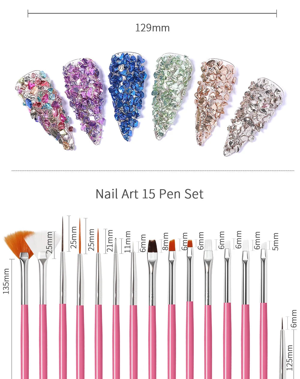 Maniküre-Set für Nagelpailletten-Kit Nagelpflege-Zubehörset Nagelkunst-Pinsel Nägel-Zubehör Maniküre-Werkzeuge