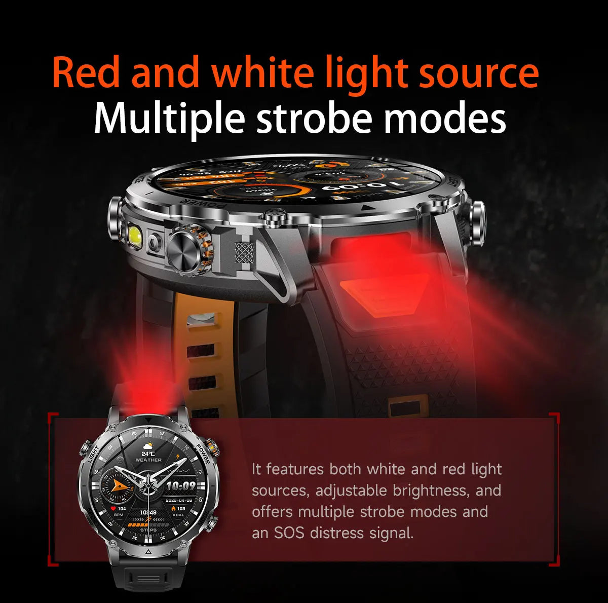2026 Neue TANK Ultra 1400mAh Akku Militär Smartwatch 10ATM Wasserdicht Herzfrequenz Taktische LED Taschenlampe Herren Sportarmband