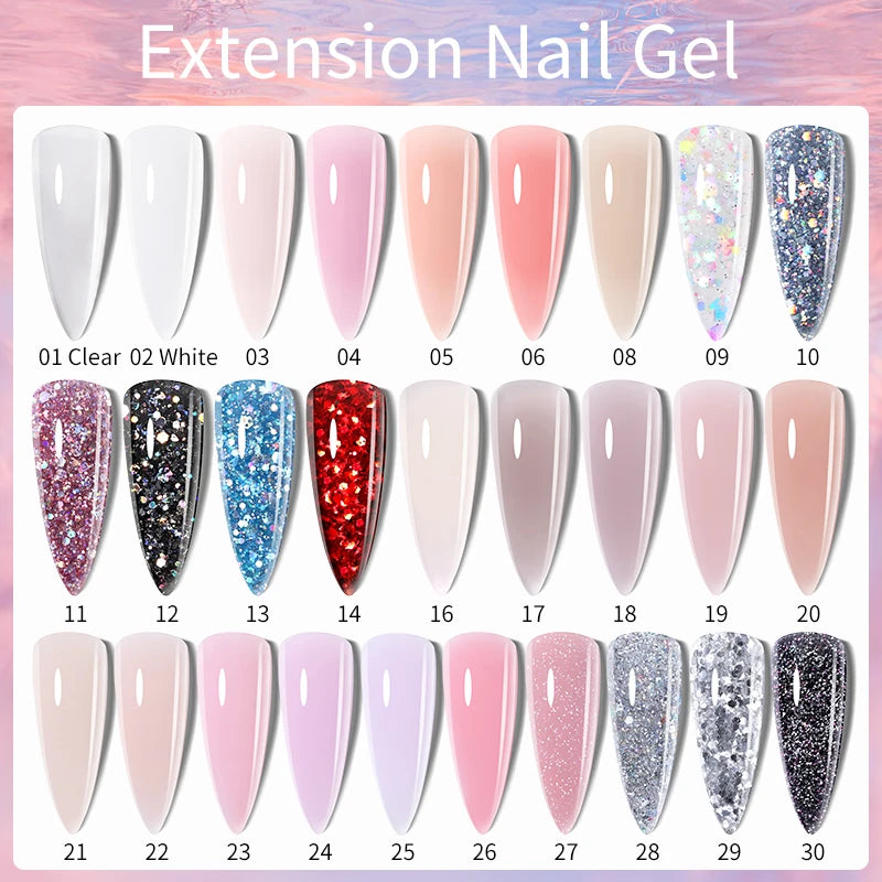 LILYCUTE 15ml Verlängerungsgel-Nagellack-Set Quick Nail Prolong mit Verlängerungsform-Nagelspitzen Acryl-Lösung Maniküre-Werkzeug-Kit