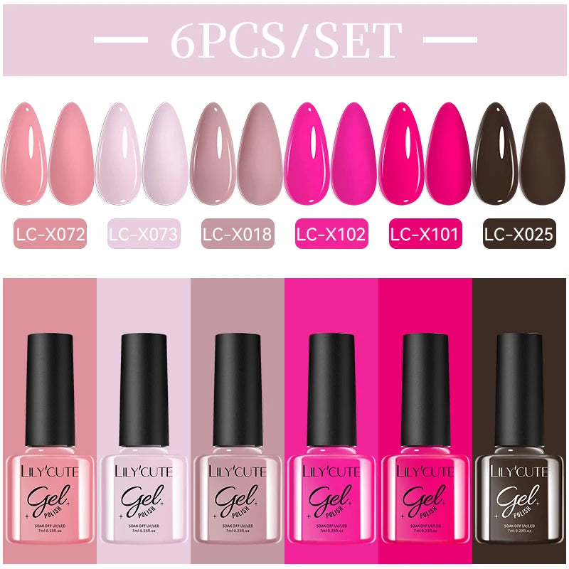 LILYCUTE Nagelgel-Politur-Set, Rosa Grün, Frühling, DIY-Nagelkunst-Design, lang anhaltend, Soak Off UV Gel, Maniküre, Malgel, Vernis-Kit