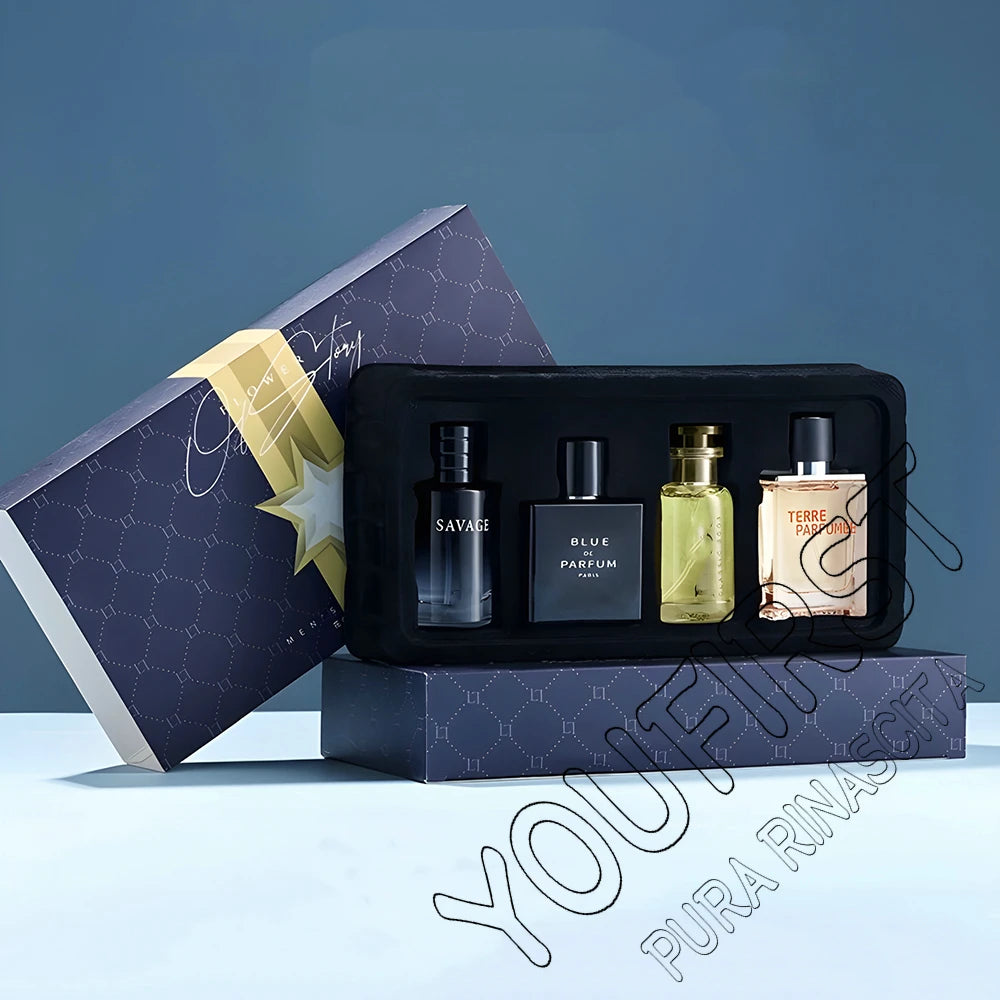 Luxusmarkenparfüm Herren Köln 100ml Parfums Homme Geschenkbox 4-teiliges Set Parfums Masculinos Natürlicher blumiger fruchtiger Duft Spray