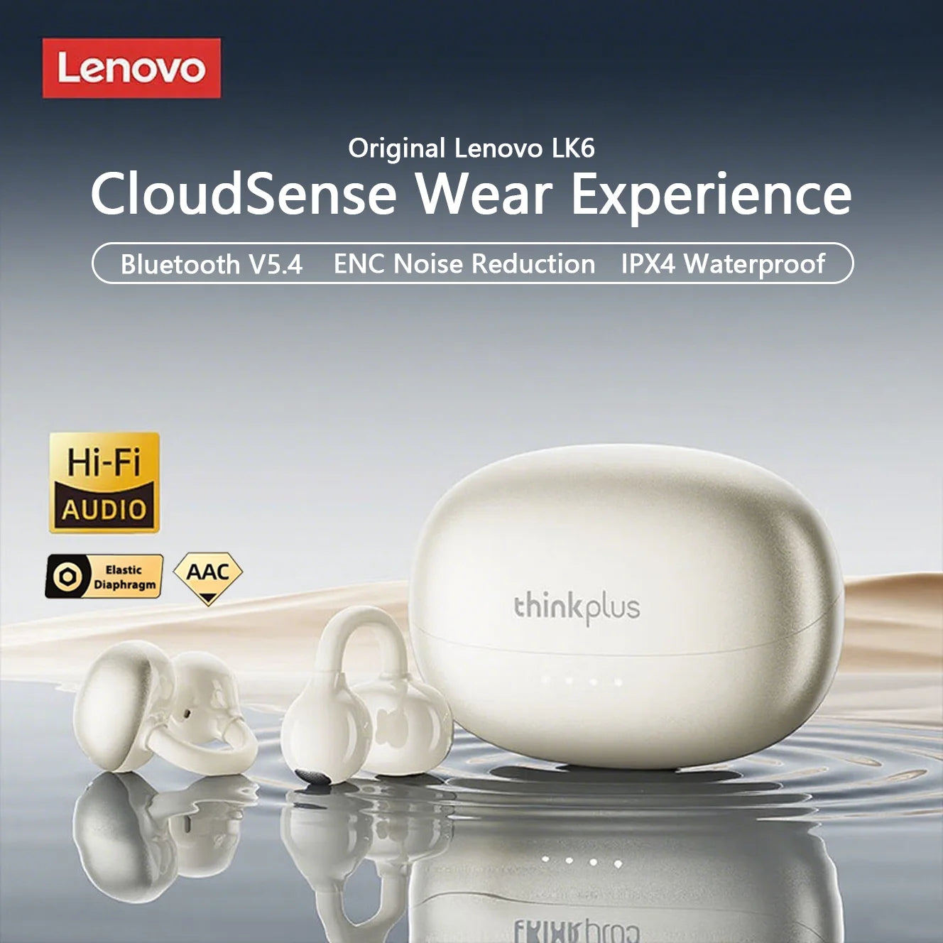 Lenovo LK6 Over-Ear Kabellose Bluetooth 5.4 Kopfhörer Klangqualität Rauschunterdrückung Ohrclip-Kopfhörer Lange Ausdauer Headsets Hauptbild