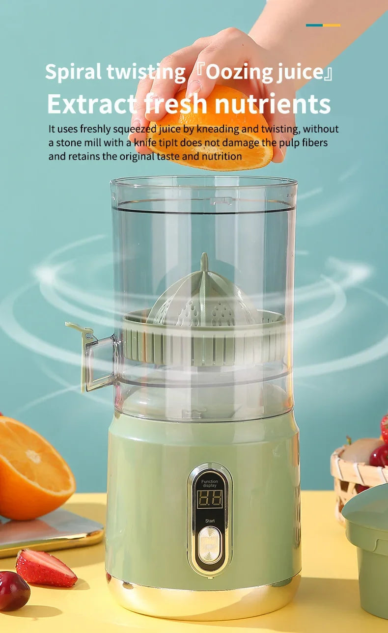 Elektrische Orangenpresse Tragbarer Zitrusentsafter Fruchtsaftpresse Fruchtfleischabscheider Entsafter USB-Ladefunktion 600 ml Smoothie-Mixer