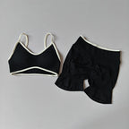 2-TEILIGER Yoga-Anzug Nahtlos mit Brustpolster Enge Sport-BHs und High-Waist-Shorts zum Draußen Tragen, Laufen, Training, Fitness, Yoga-Set