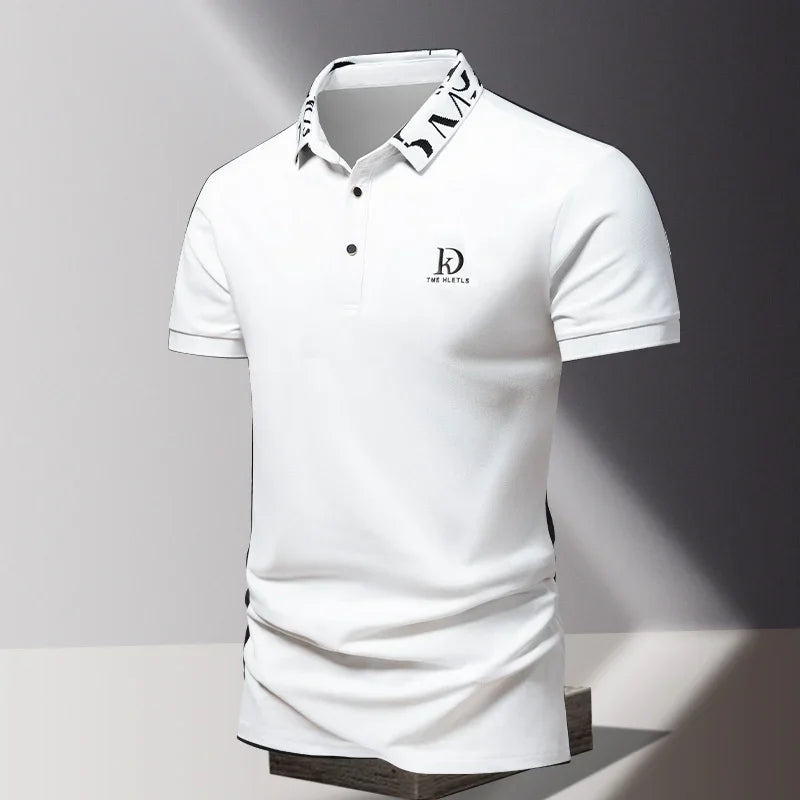 Sommer Herren-Poloshirt modisches Eisseide schnell trocknendes Kurzarm-T-Shirt einfarbig locker sitzendes Businesskragen-Oberteil