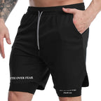 Herren-2-in-1-Lauf-Workout-Shorts mit Druck, Christian Gym Athletic Performance Shorts mit Handytasche und Handtuchschlaufe, Activewear