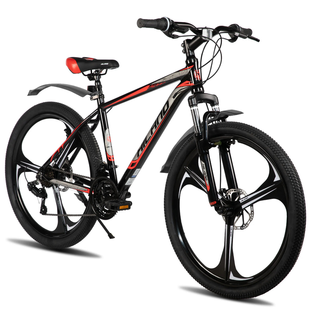 HILAND Mountainbike, 3-Speichen-Rad, 18 Gänge Schaltung, Aluminiumrahmen 26 Zoll Räder, Scheibenbremsen Fahrrad für Herren Damen Herren-MTB