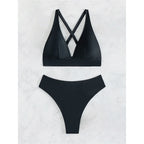 S - XL Kreuzrücken Mini Micro Tanga Bikini Damen Badeanzug Zweiteiliges Bikini Set Bademode Schwimmanzug K5022
