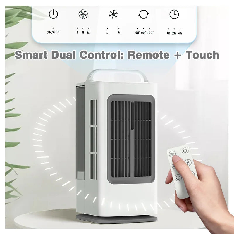Portable Cooling Fan, Intelligent Remote & Touch Control, Timer, Strong Wind, Water & Ice Cooling, Multifunctional Air Cooler fo