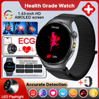 Neue genaue EKG-Smartwatch, Blutfettwerte, Fünf-Organe-Gesundheitscheck, Körpertemperatur, BT-Anruf, Sport-Smartwatches für Herren 2026