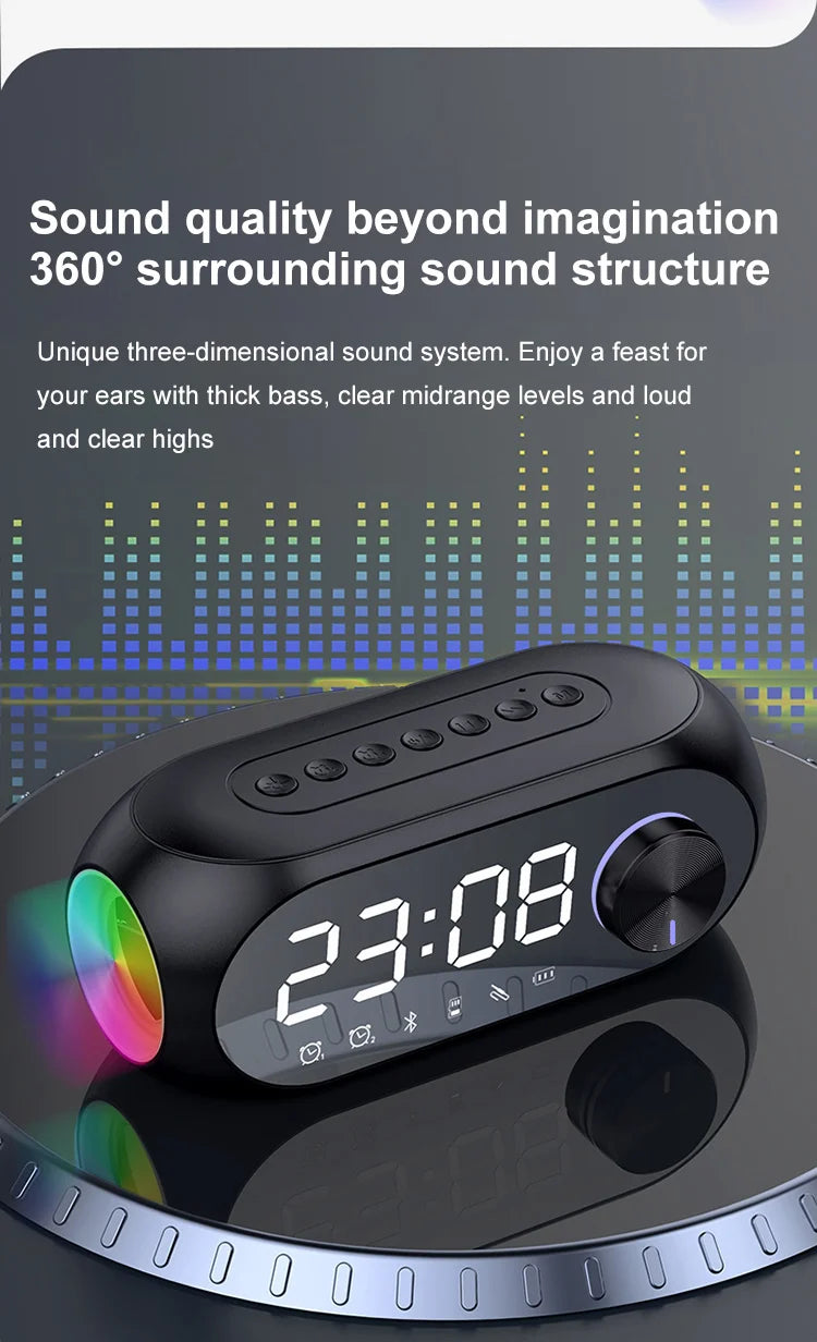 Radiowecker FM Bluetooth Lautsprecher Tragbarer Subwoofer Caixa De Som Sound Box Musik Drahtlose Mini Tieftöner Bocina Lampensäule