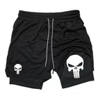 Print 2-in-1 Performance Shorts für Herren, athletische, schnell trocknende Shorts mit Handytasche, Sommer-Fitnessstudio-Workout-Laufshorts RL0302