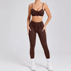 Nahtlose Yoga-Sets Sport-Fitness Hochbund-Hüfthebe-Formhose Rückenfreier BH-Anzug Workout-Gym-Leggings-Sets für Damen