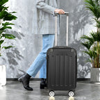 Comanlai 3-teiliges Rollkoffer-Set, schwarze Hartschalenkoffer, klassisches Streifendesign, mit 360°-Universalrollen, TSA-Schloss und Teleskopgriff, für Geschäftsreisen und Outdoor-Urlaub