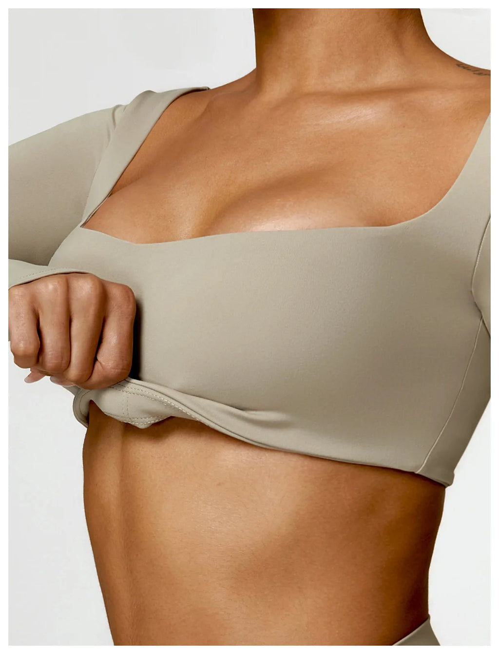 Hearuisavy Summer Casual Quick Dry Sportswear Women Square Neck Gym Top Women Fitness Sports Crop Top Long Sleeve Yoga Clothing