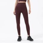 SOISOU Nylon Yogahosen Gym Leggings Damen Mädchen Fitness Weiche Strumpfhosen Hohe Taille Elastisch Atmungsaktiv Keine T-Linie Sporthosen