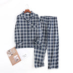 Herren-Hausanzüge Langärmelige Hosenanzüge für Herbst und Winter Pyjamas für Herren Flanell Kariertes Design Pyjamas für Herren