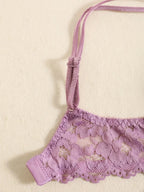 1 Set Elegantes Dessous-Set aus Spitze mit Stickerei und atmungsaktivem Stoff: Push-Up-BH, transparenter Schlüpfer mit tiefem Bund – das ultimative Valentinstagsgeschenk