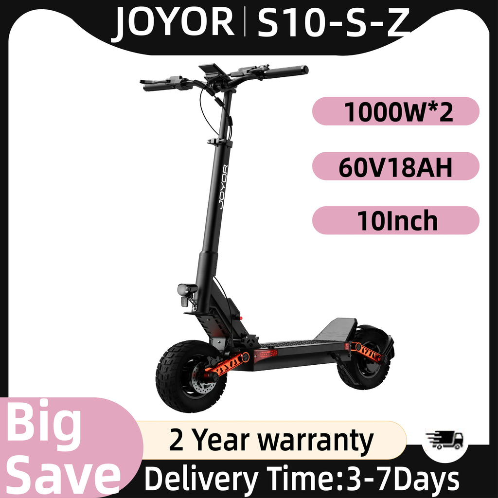 JOYOR S10-S-Z E-Scooter 60V 18Ah Doppelmotor 2000W 10 Zoll Reifen Erwachsenen E-Scooter Schwarz Höchstgeschwindigkeit 65km/h Reichweite 70-85km